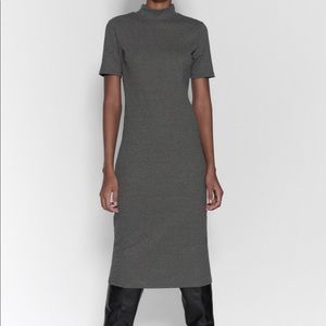 Grey ribbed midi dress